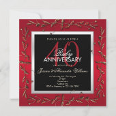 Elegant Ruby Gemstone 40th Wedding Jubileum Kaart (Voorkant)