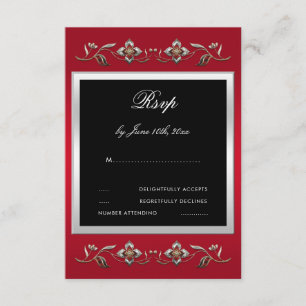 Elegant Ruby Gemstone 40th Wedding Jubileum RSVP Kaartje