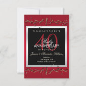 Elegant Ruby Gemstone 40th Wedding Jubileum Save The Date (Voorkant)