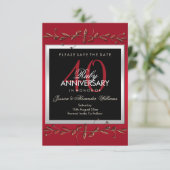 Elegant Ruby Gemstone 40th Wedding Jubileum Save The Date (Staand voorkant)