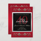 Elegant Ruby Gemstone 40th Wedding Jubileum Save The Date (Voorkant / Achterkant)