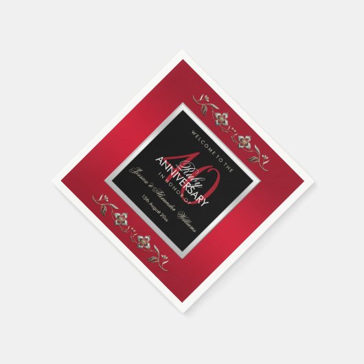 Elegant Ruby Gemstone 40th Wedding Jubileum Servet (Hoek)
