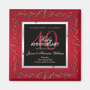 Elegant Ruby Gemstone Save the Date Magneet