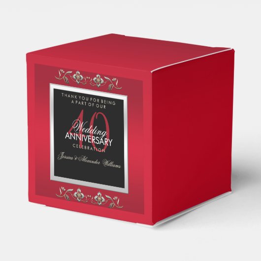 Elegant Ruby Jewels 40th Wedding Jubileum Bedankdoosjes (Achterkant)