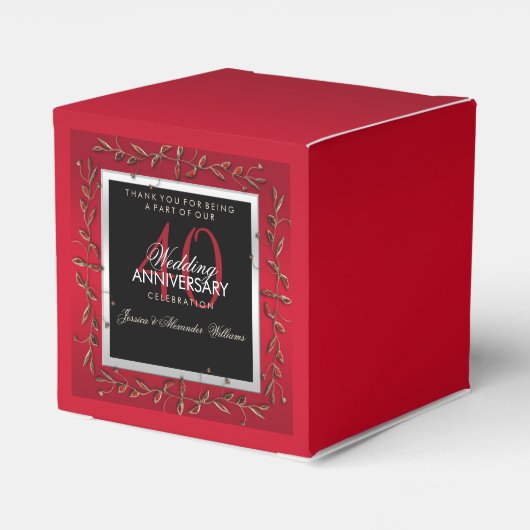 Elegant Ruby Jewels 40th Wedding Jubileum Bedankdoosjes (Achterkant)