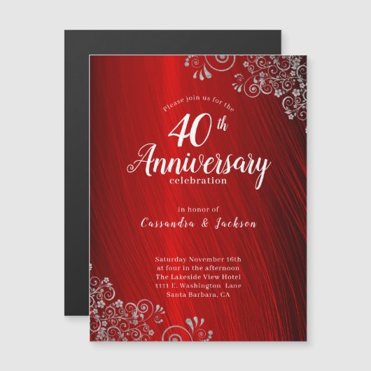 Elegant Ruby Red 40th Jubileum Invitation (Voorkant / Achterkant)