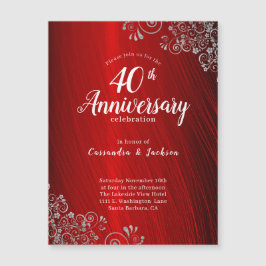 Elegant Ruby Red 40th Jubileum Invitation