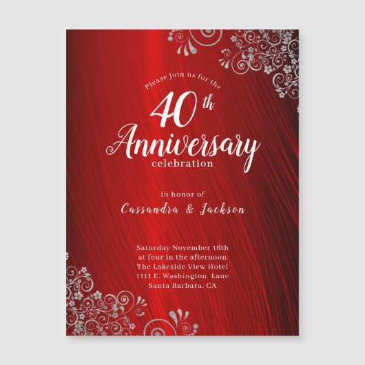 Elegant Ruby Red 40th Jubileum Invitation (Voorkant)