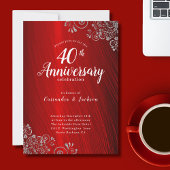 Elegant Ruby Red 40th Jubileum Invitation