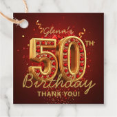 Elegant Ruby Red and Gold 50th Birthday Thank You Bedankjes Labels (Voorkant)