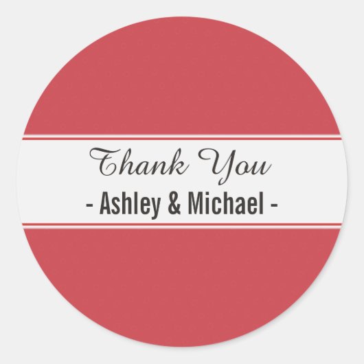 Elegant Ruby Red Bedankt Ronde Sticker (Voorkant)