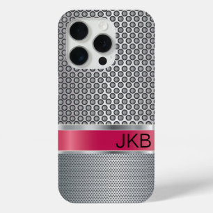 Elegant Ruby Red en Faux Silver Metal iPhone 15 Pro Case