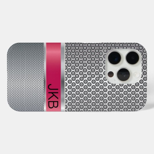 Elegant Ruby Red en Faux Silver Metal Case-Mate iPhone Case (Achterkant (horizontaal))