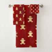 Elegant Ruby Red en Gold Gingerbrood Man Bad Handdoek (Insitu)