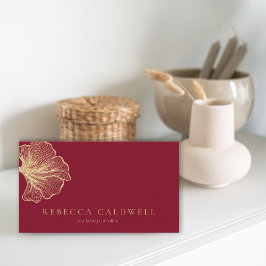 Elegant Ruby Red Floral QR Code Visitekaartje