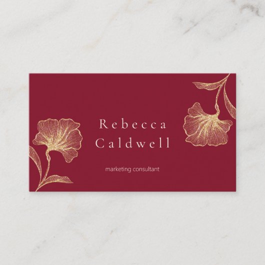 Elegant Ruby Red Floral Vrouwelijk Visitekaartje (Voorkant)