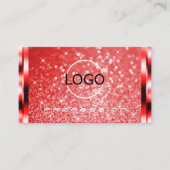 Elegant Ruby Red Glitter Lichtgevende Sterren en L Visitekaartje (Voorkant)