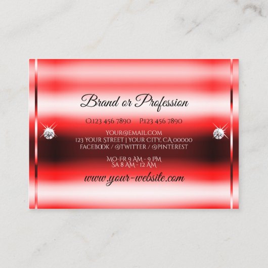 Elegant Ruby Red Glitter Luminous Stars Diamonds Visitekaartje (Achterkant)