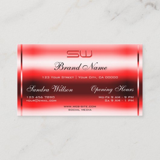 Elegant Ruby Red Glitter Luminous Stars Monogram Visitekaartje (Achterkant)