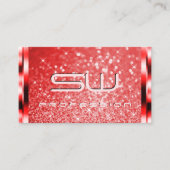 Elegant Ruby Red Glitter Luminous Stars Monogram Visitekaartje (Voorkant)