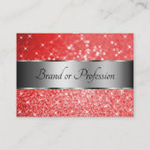 Elegant Ruby Red Glitter Silver Luminous Stars Visitekaartje (Voorkant)