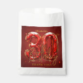 Elegant Ruby Red Gold 30th Birthday Thank You Bedankzakje (Voorkant)
