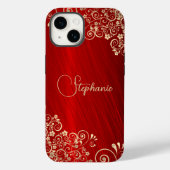 Elegant Ruby Red Gold Swirl Case-Mate iPhone Case (Achterkant)