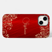 Elegant Ruby Red Gold Swirl Case-Mate iPhone Case (Achterkant (horizontaal))