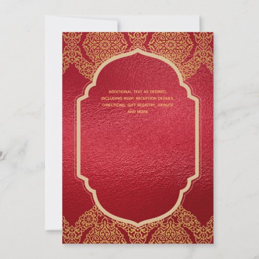Elegant Ruby Red Gold  Wedding Kaart (Achterkant)