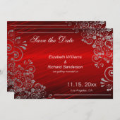 Elegant Ruby Red Gray Save the Date Wedding (Voorkant / Achterkant)