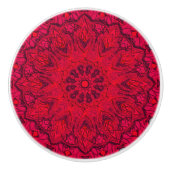Elegant Ruby Red Intricate Faux Glass Keramische Knop (Voorkant)