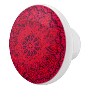 Elegant Ruby Red Intricate Faux Glass Keramische Knop