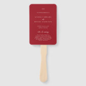 Elegant Ruby Red Modern Wedding Program Handwaaier (Voorkant)