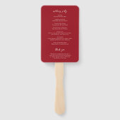 Elegant Ruby Red Modern Wedding Program Handwaaier (Achterkant)