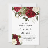 Elegant Ruby Red Peonies Couples Shower Kaart (Voorkant)