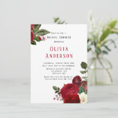 Elegant Ruby Red Peonies Vrijgezellenfeest Kaart (Staand voorkant)