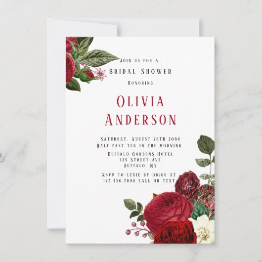 Elegant Ruby Red Peonies Vrijgezellenfeest Kaart (Voorkant)