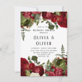 Elegant Ruby Red Peonies Wedding Shower Kaart (Voorkant)