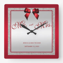 Elegant Ruby Red & Silver Glitter Weddag