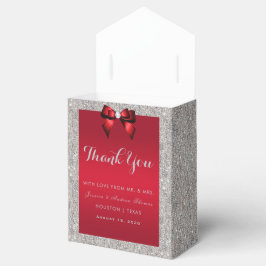 Elegant Ruby Red, Silver Glitter Wedding Bedankdoosjes
