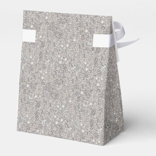 Elegant Ruby Red, Silver Glitter Wedding Bedankdoosjes (Achterkant)