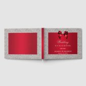 Elegant Ruby Red, Silver Glitter Wedding Gastenboek (Volledig)