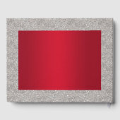 Elegant Ruby Red, Silver Glitter Wedding Gastenboek (Achterkant)