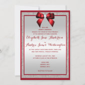 Elegant Ruby Red & Silver Glitter Wedding Kaart (Voorkant)