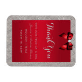 Elegant Ruby Red, Silver Glitter Wedding Magneet (Horizontaal)