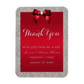 Elegant Ruby Red, Silver Glitter Wedding Magneet (Verticaal)