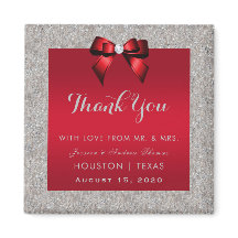 Elegant Ruby Red, Silver Glitter Wedding