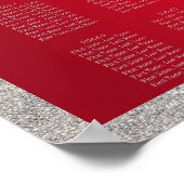Elegant Ruby Red, Silver Glitter Wedding Poster (Hoek)
