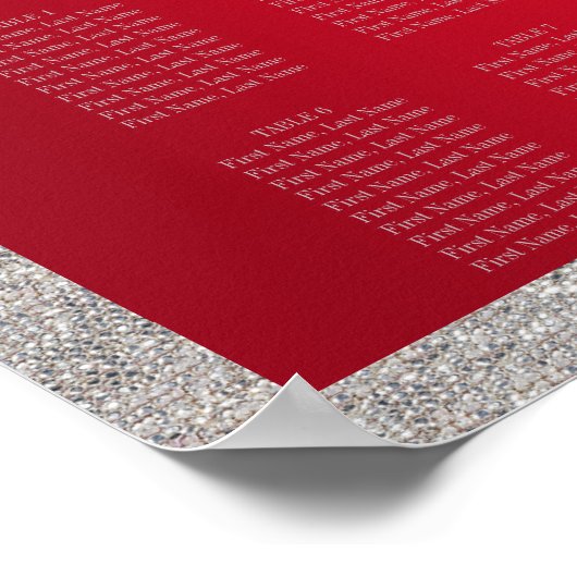 Elegant Ruby Red, Silver Glitter Wedding Poster (Hoek)