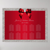 Elegant Ruby Red, Silver Glitter Wedding Poster (Voorkant)
